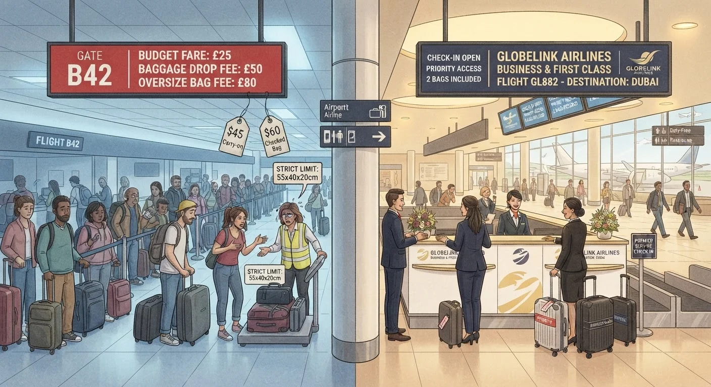 The True Cost of Checking Bags on Budget Airlines vs. Full-Service Carriers